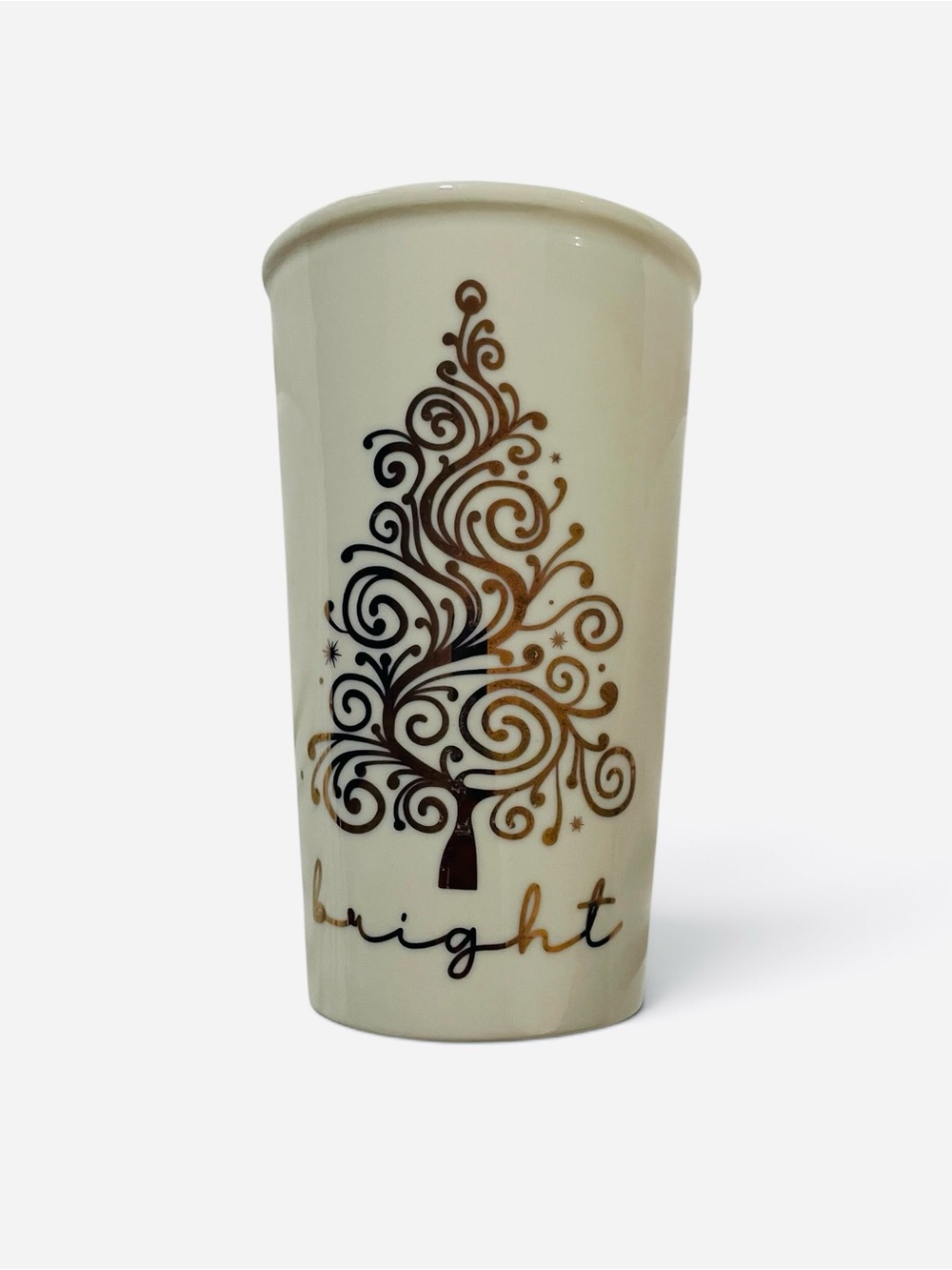 Marketplace Ceramic Coffee Mug Folk Art Christmas Tree Decorative Travel Cup Lid
